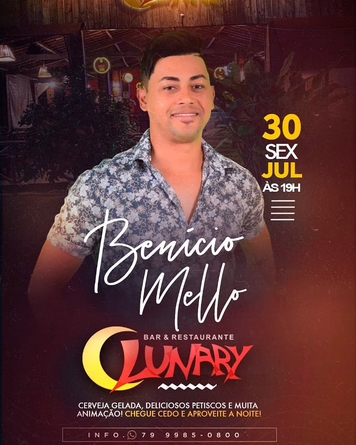Restaurante Lunary apresenta Benicio Mello